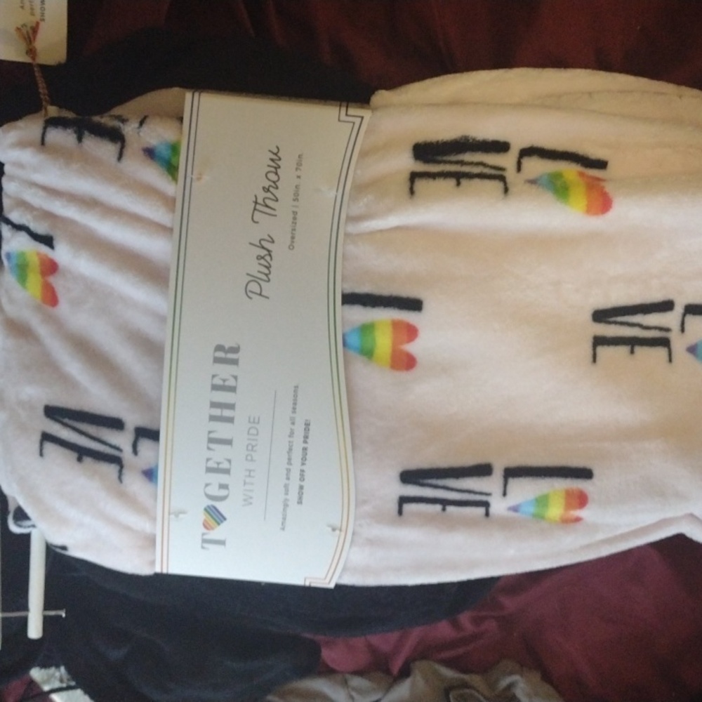 Pride Love Rainbow heart plush oversized throw blanket